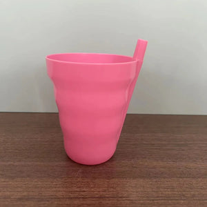 4er Set Trinkbecher mit integr. Strohhalm